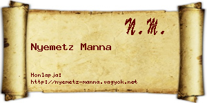 Nyemetz Manna névjegykártya